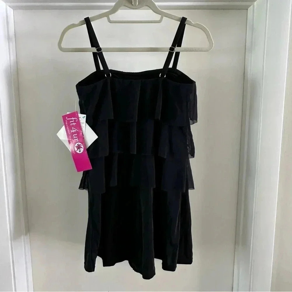 Fit 4 Ur Hips Solid 3 Tier V Hem Mesh Bandeau Romper Swimsuit‎ Size 8 - Picture 8 of 10